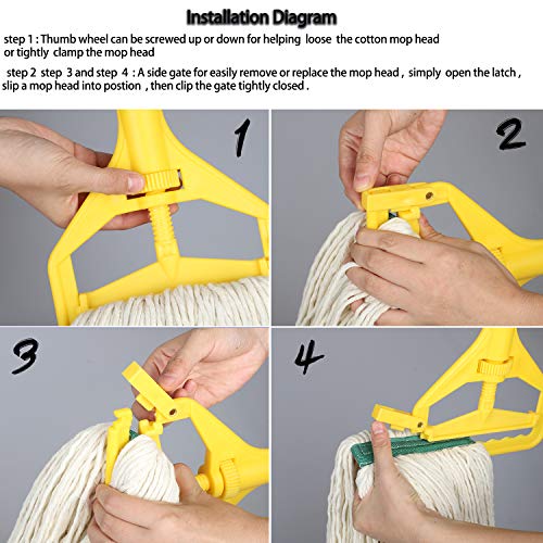 Commercial Industrial Mop for Floor Cleaning ,Add 2 Mop Head Replacement | Heavy Duty Mop,59" Long Handle Looped-End String Wet Cotton Mop for Home,Kitchen,Office,Garage,Concrete/Tile Floor