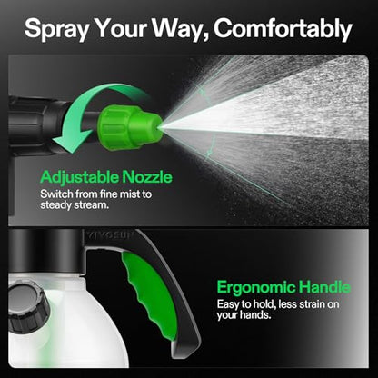 VIVOSUN Pump Sprayer, Portable Water Spray Bottle for Spraying Plants, Flowers, Weeds and Cleaning, Hand Pump with Side Filling Port, Measuring Cup, Adjustable Nozzles (Pack of 2) - size: 70oz (Pack of 2)