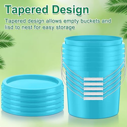 Tioncy 10 Pcs 2 Gallon Plastic Bucket with Lid Heavy Duty 2 Gallon Bucket Pail with Lid Handle for Storage Container Home Household Cleaning (Light Blue) - color: Light Blue