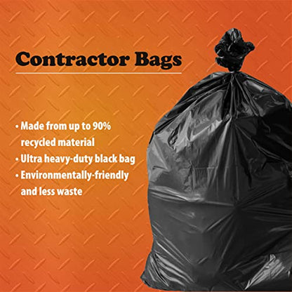 Contractor Garbage Bags 42 Gallon - Pack Of 20 Black 3 mil Strength Heavy Duty Trash Bags Garbage Bags, 32”X46” Heavy Duty Plastic Construction Contractor Bags - Trash Can Liners