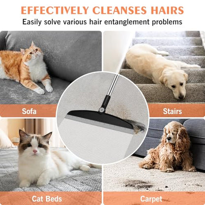 Multifunction Silicone Broom, 54 Inch Long Handle Silicone Floor Squeegee Broom, Sweep and Scrape 2 in 1 Household Cleaning Broom for Floor, Bathrooms, Kitchens, Showers, Tile, Pet Hair, Black Grey - color: Black Grey