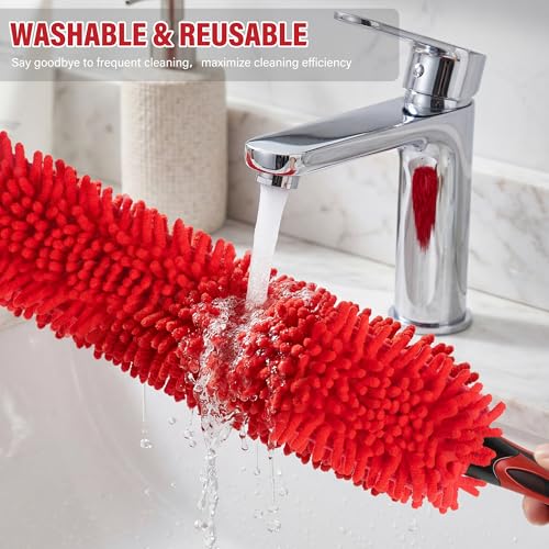 12 FT Cobweb Duster with Extension Pole, 20 FT High Reach Ceiling Fan Cleaner Duster for Home, 3.5-12 FT Extendable Pole with 3 Pcs Dusting Tools, Cubweb Brush, Feather Dusters, Ceiling Fan Duster - size: 12 FT