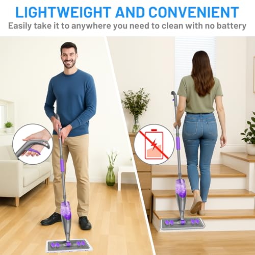 Spray Mop for Floor Cleaning with 2 Washable + 2 Disposable Pads & 520ML Refillable Bottle Bundles