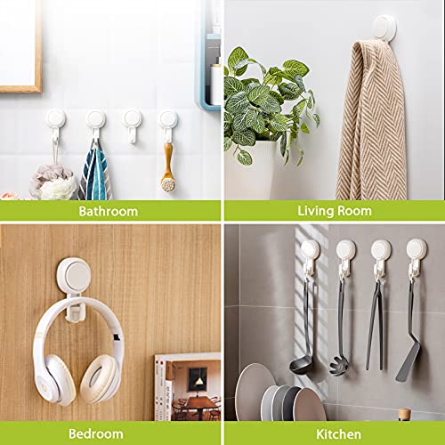 Elegear Suction Cup Shower Hooks for Loofah, Robe, Towel, Heavy Duty (4-Pack) Waterproof , Reusable Vacuum Suction Hooks for Bathroom Kitchen - style: 4 Pack