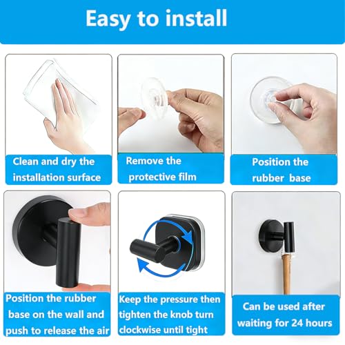 Black Suction Cup Hooks Towel Shower Home No Loofah Wall Drill So Storage Wash Cloth Strong Holder for Shower Bathroom Window Wreath, 4 Pack - color: Black