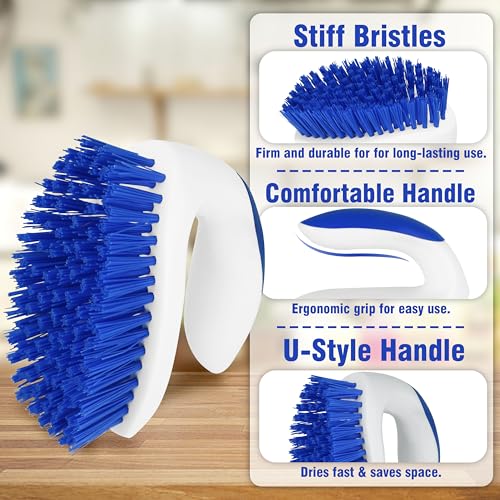 2 Pack Scrub Brushes, Cleaning Brush with Stiff Bristles, Handheld Scrubber for Bathroom, Shower, Tile, Carpet, Bathtub & Floor - size: Standard