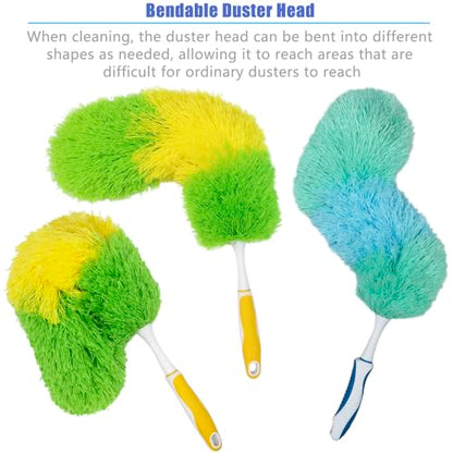 2 Pack 20-inch Microfiber Dusting Dusters with Non-Slip Handles and Bendable Microfiber Duster Heads, Perfect for Household Cleaning, Office Cleaning, and Car Cleaning, Feather Duster for Cleaning