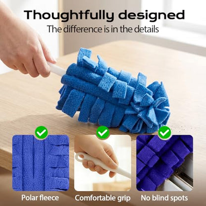 360° Electrostatic Duster Refills, 2026 New Washable & Reusable Microfiber Pads Fleece Duster Refill Compatible Tools for Cleaning Home, Blinds, Car, Pet, Furniture, Fans (Green) - color: Green