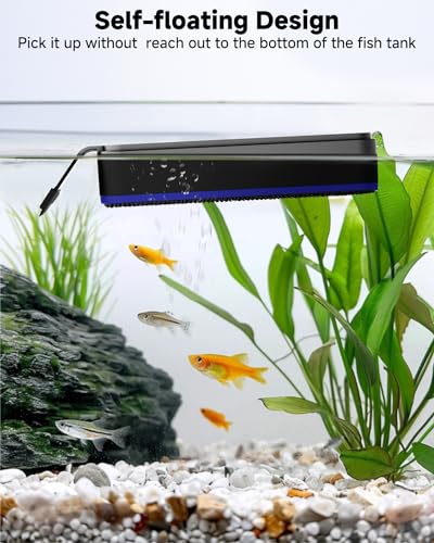 AQQA Magnetic Aquarium Fish Tank Glass Cleaner, Dual-Blades Algae Scraper Glass Cleaner Scrubber, Double Side Floating Aquarium Magnetic Brush for 0.2-0.4 Inch Thick Glass Aquariums Tank (M) - size: M
