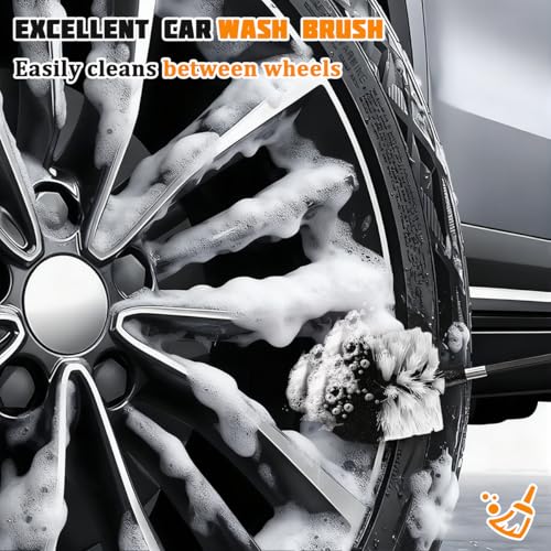 4PCS/Set Car Drill Brush Attachment Set, Vehicle Drill Scrub Brushes Kit with Extended Long Rod, Automotive Power Cleaning Scrubber Accessories, Universal for SUV, Sedan, Truck (White) - color: White