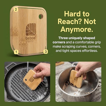 Scraper, Premium Italian Design Bamboo Pot & Pan Scraper Set (3 Pcs)