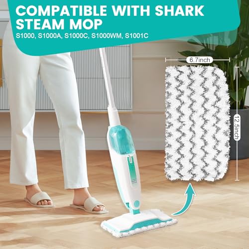 6 Pack Steam Mop Replacement Pads Compatible with Shark Steam Mops S1000/S1000A/S1000C/S1000WM/S1001C, Floor Steamer Pads Washable, Reusable Microfiber Cleaner Pads - size: 6 Pack