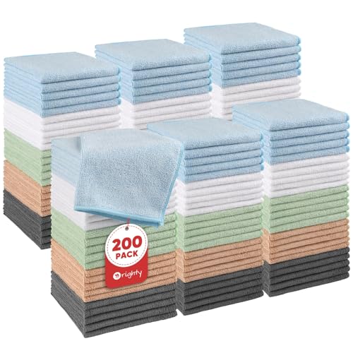 Orighty Washcloths Bulk, 200 Pack Highly Absorbent & Soft Feel Microfiber Face Towels, Multi-Purpose Wash Cloths & Hand Towels for Bathroom, Hotel, Spa, and Gym, 12x12 Inch, Multicolor - color: Multicolor