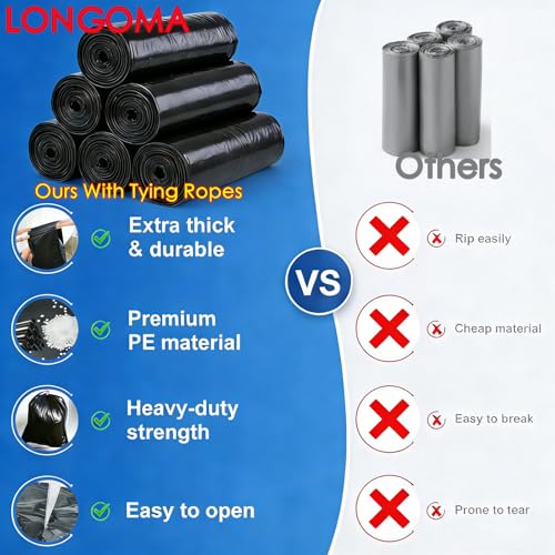 55 Gallon Trash Bag, 66 Count Garbage Trash Bags, 2.0 Mil Heavy Duty 40 x 47" Large Black Plastic Trash Can Liners Huge for Construction Industrial Yard Outdoor Commercial - size: 1 Count (Pack of 66)