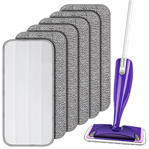 Reusable Mop Pads Refills for Swiffer WetJet, Wet Pads Refill Microfiber Mop Replacement Machine Washable Up to 100 Times for Floor Cleaning Wet Dry Use for All Floor Types, 6 Pack - color: Gray
