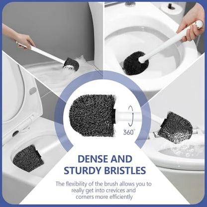 Gold and White Toilet Brush Set with Ergonomic Solid Long Handle, Auto-Opening Base, and Ventilated Base - Great for Bathroom and Toilet Cleaning, White and Gold Bathroom Accessories - size: 1 pack flip cover