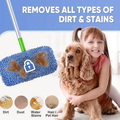 6 Pack Reusable Mop Pads Compatible with Swiffer Sweeper, Chenille Mop Refill Pads, Dry & Wet Mopping Cloths for Floor Cleaning -Blue - color: Blue