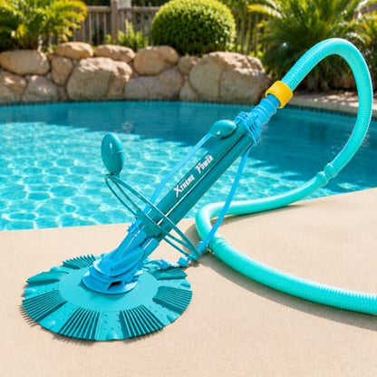 XtremepowerUS Automatic Pool Cleaner Sweeper Vacuum Pool Cleaner Sweep High Flow Side Suction Wall Climb In-Ground/Above Ground Swimming Pool with Hose Suction Set (Blue) - color: Blue