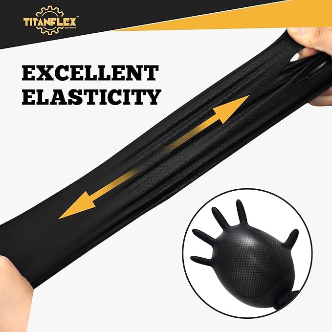 TitanFlex Heavy Duty Black Industrial Nitrile Gloves with Raised Diamond Texture, Latex Free (6mil/8mil) - color: 04 6mil (100ct), size: Large