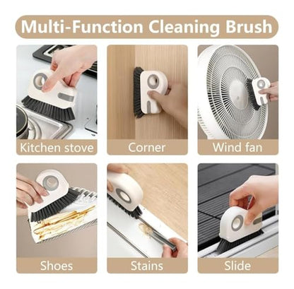 2 in 1 Groove Cleaning Brush, Crevice Brush for Sliding Door Track,Window Track Cleaning Tools, Multifunction Window Track Cleaner with Hard Bristle and Sill(Orange)