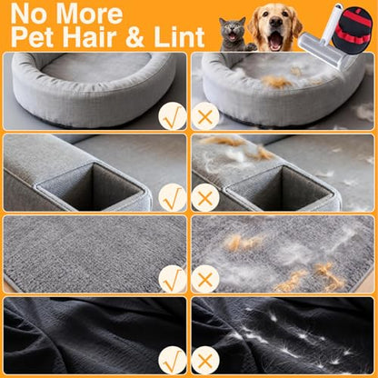 2 in 1 Pet Hair Removal Set, Reusable Dog Hair Remover & Cat Hair Remover, Pet Hair Remover with Roller & Glove, Pet Hair Removal Tool for Clothing, Couch, Furniture & Laundry