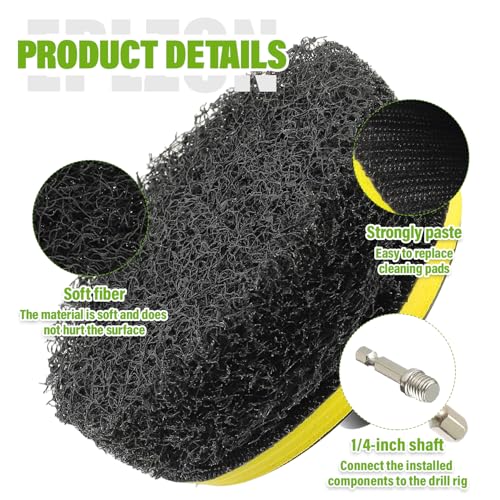 4 Inch Drill Brush Scrub Pads Cleaning Kit, 5X Faster Cleaning, Reusable Double Sided Scrub Pad for Bathroom Shower Tub Tile Grout Kitchen Toilet Hard Surfaces, 9 Pack(Black) - color: Black