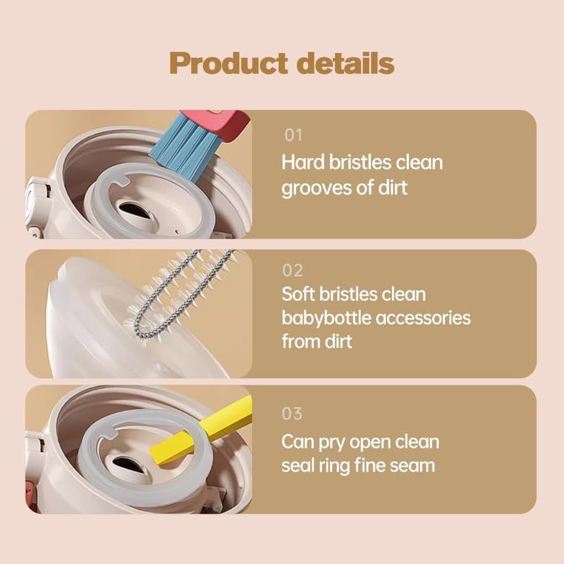 3 in 1 Cup Lid Gap Cleaning Brush, Multifunctional Bottle Brush, Cup Lid Gap Cleaner, Home Kitchen Crevice Cleaning Brush Tools(Red) - color: A-red