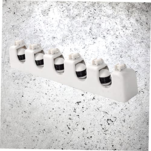 KALLORY Multifunctional Broom Organizer and Mop Holder Wall Mounted Storage Rack with Positions and Hooks and Sturdy Design for Kitchen Garage Laundry and Office Use