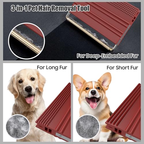 Mini Pet Hair Remover – 2025 Reusable Carpet Rake & Fur Scraper for Furniture, Car Interior, Hair Remover Brush for Bed, Couch, Home Surfaces Red - color: Red