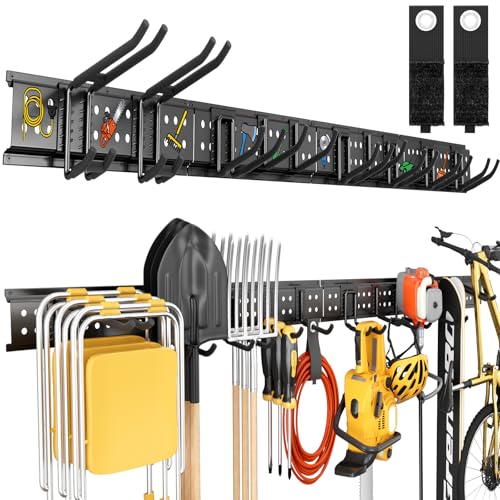 GRENPRO Garage Tool Organizer Wall Mount with 66 inches Rails and 10 Hooks, Heavy Duty Tool Rack, Garage Storage Rack For Yard Tools - size: 66 inch