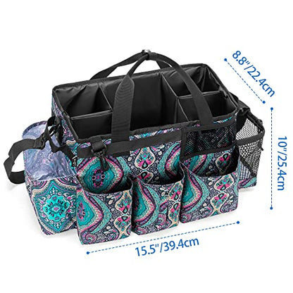 LoDrid Wearable Cleaning Caddy Bag with 4 Foldable Dividers, Cleaning Supply Organizer with Shoulder Strap and Side Handles for Cleaners & Housekeepers, Totem - color: Totem