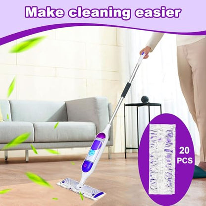 Pure Realm 20 Count Disposable Power mop Pads Compatible with Swiffer Power mop Refills and Wood PowerMop, Multi-Surface swiffer Wet Pads Refills Replacement Use for Floor Cleaning - color: Purple 20 Mop Pads