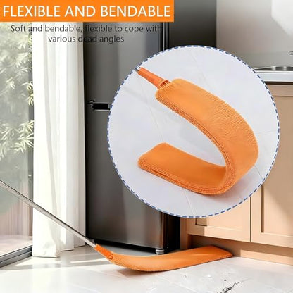 110" Extendable Retractable Cleaning Tool with 3 Washable Cloths | Gap Cleaning Duster, Under Appliance Fridge Furniture Duster for Home Cleaning