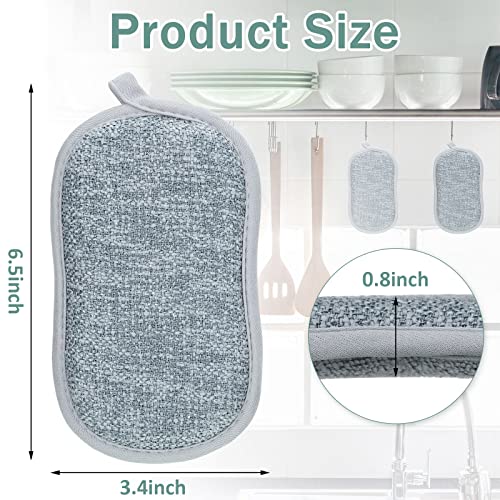 24 Pack Multi Purpose Scrub Sponges Non Scratch Microfiber Sponge Cleaning Dish Scrubber Reusable Dish Sponges for Washing Dishes Along with Heavy Duty Scouring Power (Gray) - color: Gray