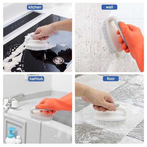 Scrub Brushes for Cleaning Bathtub Scrubber Heavy Duty Scrub Brush with Handle Stiff Bristle Cleaning Brush for Shower, Kitchen, Sink, Bathroom, Floor (Gray) - color: Gray