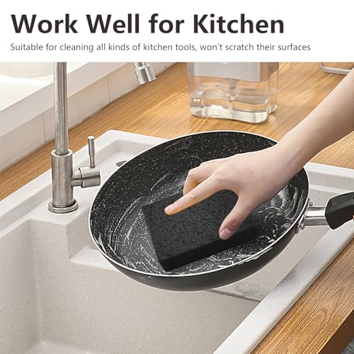 Cleaning and Washing Sponge, 3 Pack Large Extra Thick Heavy Duty Sponge Multi-Purpose for Kitchen Bathroom Bike Boat Car, Natural Cellulose Sponges 4" X 6" X 2" (Black) - color: A-black