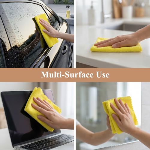 30 Pack Microfiber Cleaning Cloths, Dish Towels for Kitchen, Cleaning Rags for Car, Window, Bathroom, Household, Ultra Absorbent Cleaning Supplies Lint Free Streak Free, Reusable & Washable (Yellow) - color: Yellow