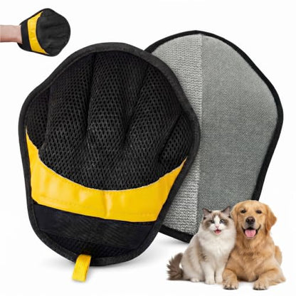Pet Hair Removal Glove for Dogs & Cats, Reusable Pet Hair Remover Tool, Magic Brush Pet Hair Remover for Furniture, Carpet & Laundry, Non-Slip Five-Finger Pet Hair Glove for Dog Hair & Cat Hair - color: BLACK