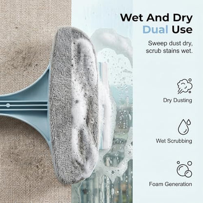Window Screen Cleaning Brush, 2026 New 2 in 1 Mesh Cleaner Brush, Window Screen Cleaner Tool with Squeegee, Multifunctional Screen Brush, Double Sided Wet & Dry Dual Use (Beige) - color: Beige