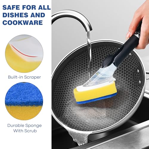 Sponge Brush Refills for OXO Dish Brush, 8 Pack Soap Dispensing Dish Refills, Scrub Replacement Head for Scrubber, Sponge Replacement Head Fits Soap Dispensing Handle - color: Blue-8pack