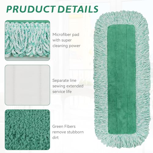 Dust Mop Pads for Rubbermaid Commercial Microfiber Dust Mops - 18 inch Mop Head Replacement with Fringe - Reusable Wet & Dry Cleaning Flat Mops System 18" 17" Refill for Multi-Surface Floor - 4 Pack - color: 4 Pack