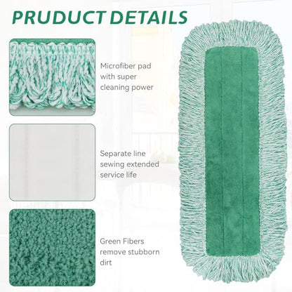 Dust Mop Pads for Rubbermaid Commercial Microfiber Dust Mops - 18 inch Mop Head Replacement with Fringe - Reusable Wet & Dry Cleaning Flat Mops System 18" 17" Refill for Multi-Surface Floor - 4 Pack - color: 4 Pack