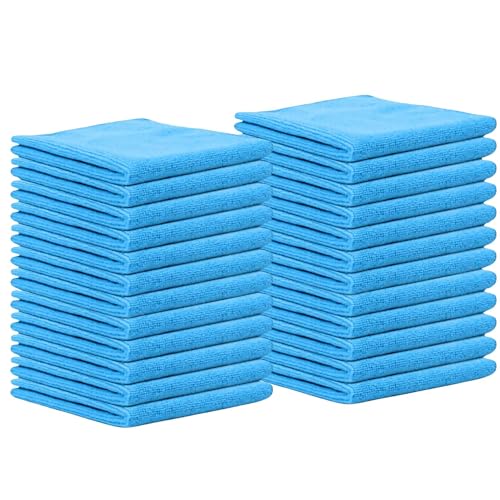 Microfiber Cleaning Cloth for Kitchen & households, Towels for Cars. (300gsm) (Pack of 24 Blue) - color: Blue