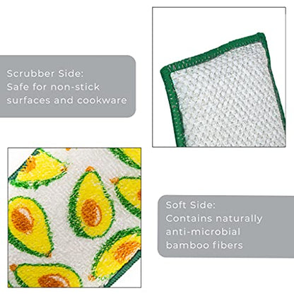 Smart Design Non Scratch Scrub Sponge with Bamboo Odorless Rayon Fiber - Set of 9 - Ultra Absorbent - Soft and Scrubber Side - Cleaning, Dishes, and Hard Stains - Spring - Yellow, Mint, Blue