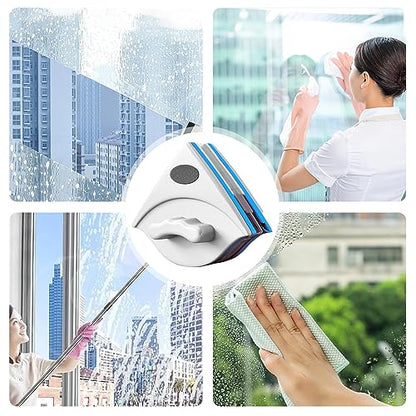 Double Sided Magnetic Window Cleaner, Magnetic Window Cleaning Brush, Window Wipers for Glass, Window Cleaning Tools Glasses Cleaner Cleaning Brush for High - color: S(3~8mm)
