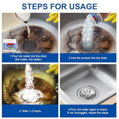 BELL BIRD Drain Opener, 9.2oz Crystal Lye Sodium Hydroxide, Clog Remover for Sinks, Drains, Showers & Bathtubs, Heavy Duty Pipe Cleaner (1 PCS) - size: 1 PSC