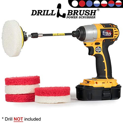 Drill Brush - Drill Attachment - Bathroom - Power Scrubber Pads - Cleaning Pads - Bath - Shower Door - Scouring Pad Kit - Bath Mat - Bathroom Sink - Shower Cleaner - Vinyl Flooring - Scrub Pads - color: 3X White Pads 3X Red Pads