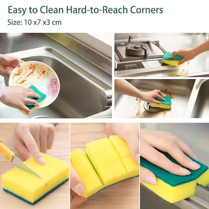 Kitchen Scrub Sponges 32 Count, Non-Scratch Scrub Dish Sponges for Cleaning, Effortlessly Clean your Stovetop, Sinks, Stoves, Appliances