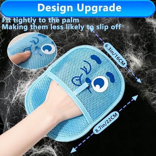Pet Hair Removal Glove for Cats & Dogs, Reusable Electrostatic Fur Remover for Couch, Carpet, Clothing & Car Seat, Thickened Washable Fabric Cleaner with Hanging Loop, Blue Cozy Home