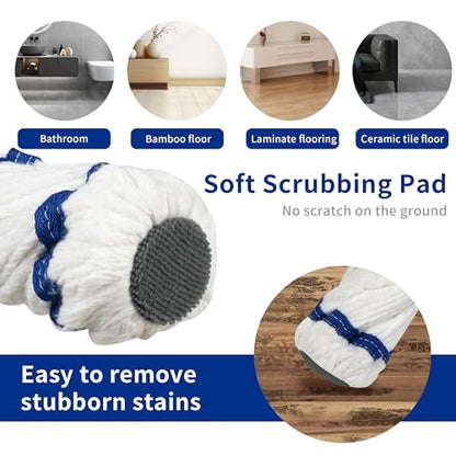 Silkyhose Self-Wringing Twist Mop Cotton Rotating Dry & Wet Mops with 2 Reusable Heads for Floor Cleaning Kitchen Bathroom Hardwood Vinyl Tile Laminate Household Office (White Style 2) - color: White Style 2